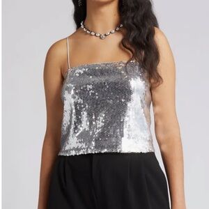 Flower Sequin Crop Camisole - ASTR the Label - XL